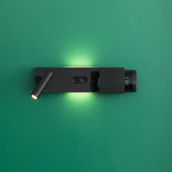 LED Επιτοίχιο Φωτιστικό Με Ασύρματη Φόρτιση Smartphone Μαύρο Ματ LED 6W / 3W MAGOS - FARO