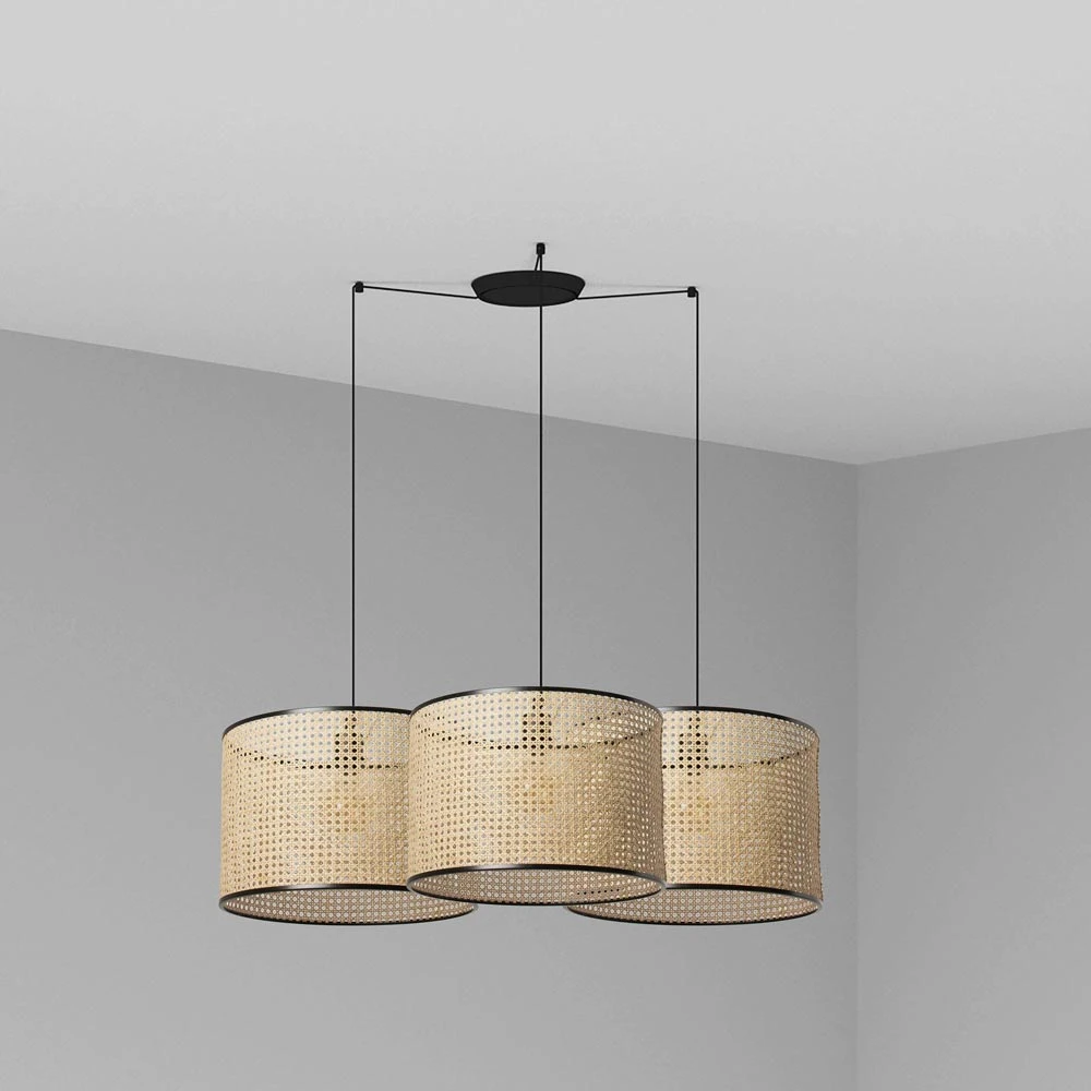 Κρεμαστό Φωτιστικό Μαύρο Με Ρατάν ø450 3xE27 MAMBO FARO