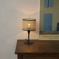Πορτατίφ Μαύρο Με Ρατάν D210 1xE27 MAMBO FARO