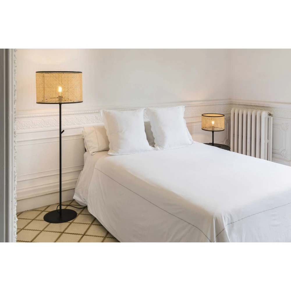 Φωτιστικό Δαπέδου Μαύρο Με Ρατάν 1xE27 MAMBO FARO