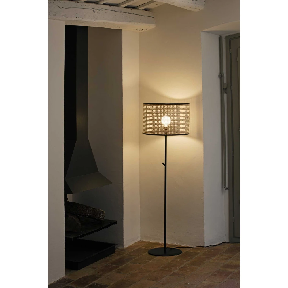 Φωτιστικό Δαπέδου Μαύρο Με Ρατάν 1xE27 MAMBO FARO