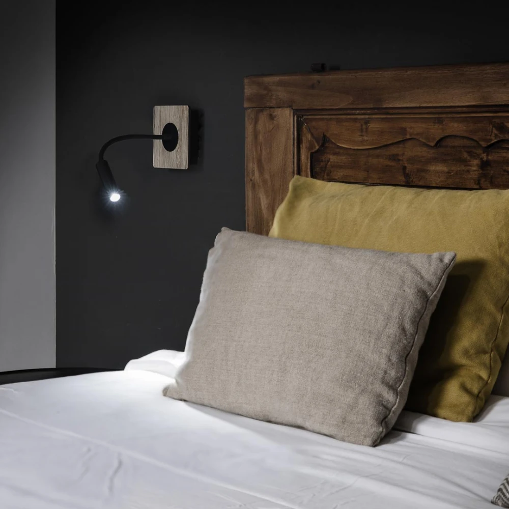 Φωτιστικό Τοίχου Ανάγνωσης Μαύρο Με Ξύλο LED 2W MOOD FARO