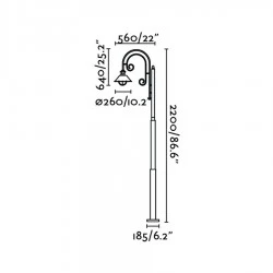 Κολώνα Μεταλλική Σε Καφέ Σκουριά Χρώμα 220cm IP33 1xE27 NÁUTICA - FARO