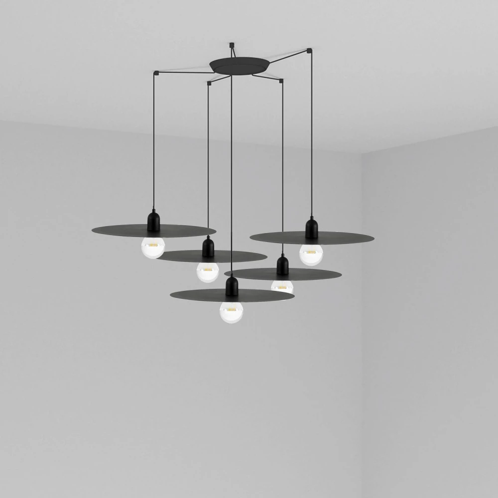 Κρεμαστό Φωτιστικό Μίνιμαλ Μεταλλικό Σε Λευκό ή Μαύρο 5xE27 PLAT - FARO