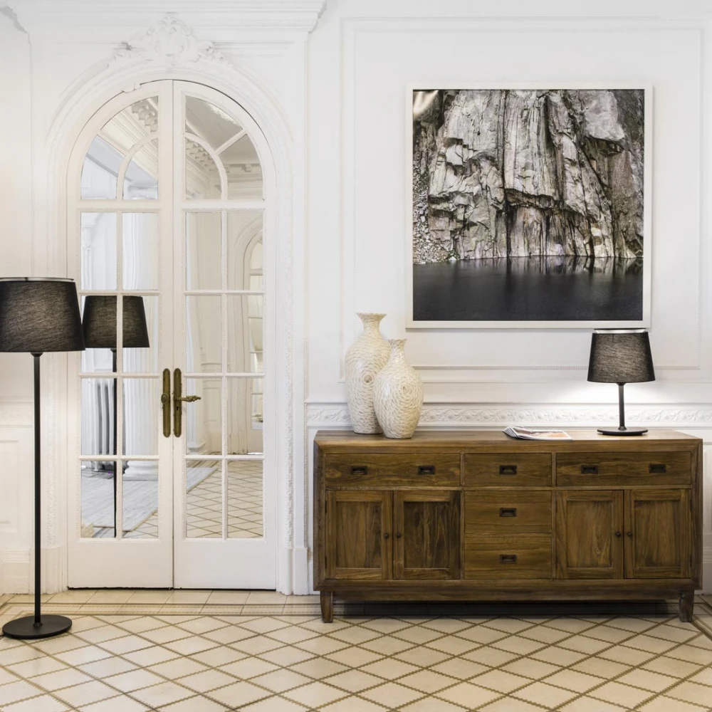 Φωτιστικό Δαπέδου Μεταλλικό Με Μαύρο Υφασμάτινο Καπέλο 1xE27 SAVOY - FARO