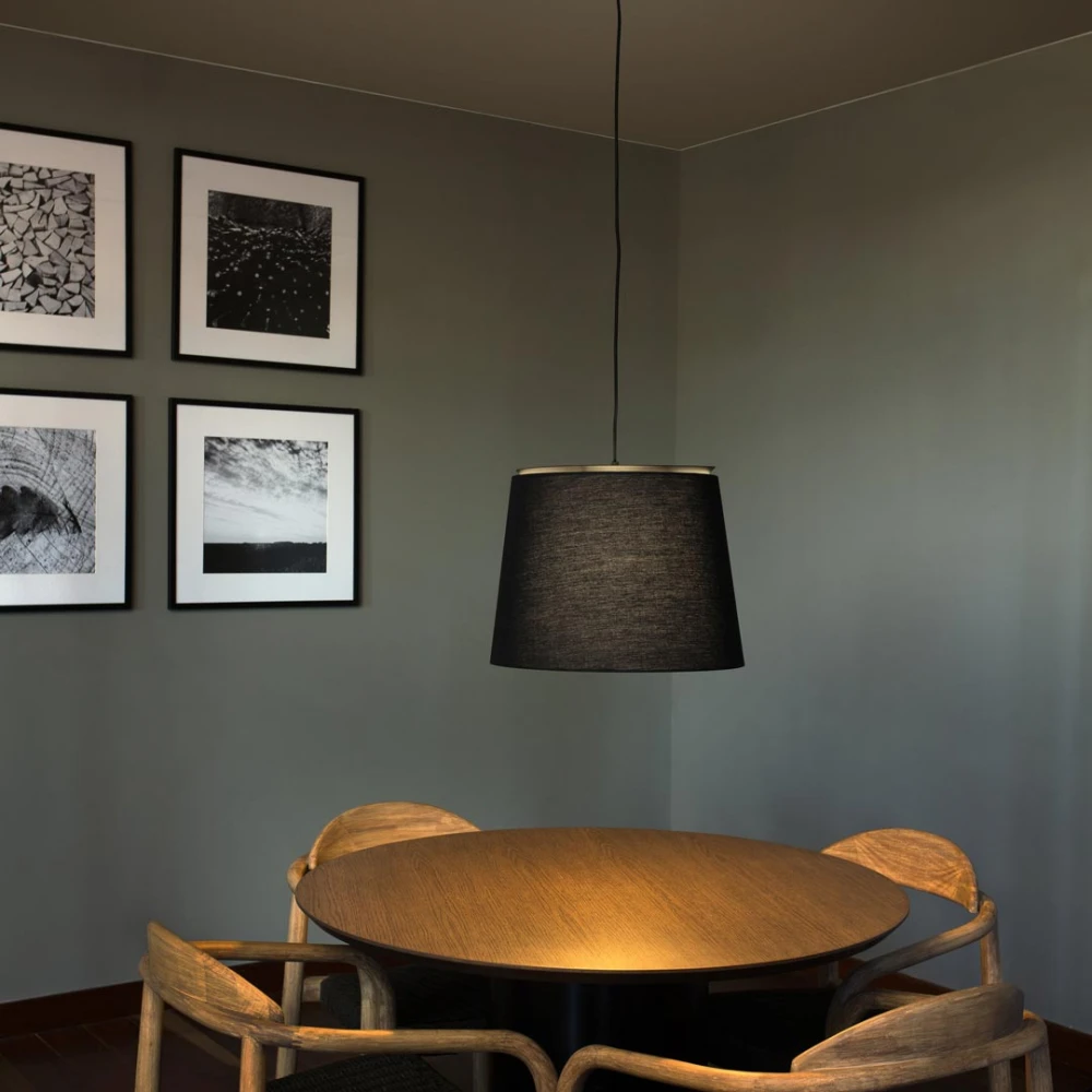 Κρεμαστό Φωτιστικό Μονόφωτο Μεταλλικό Με Μαύρο Υφασμάτινο Καπέλο 1xE27 SAVOY - FARO