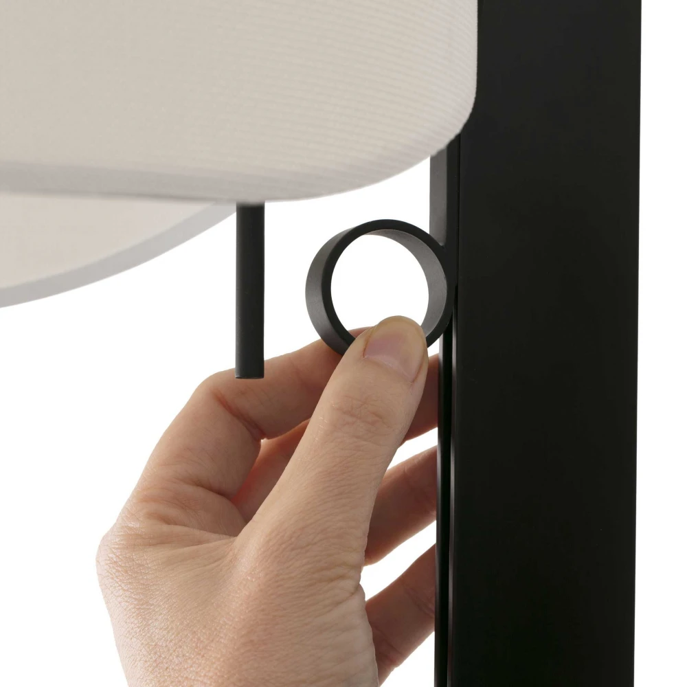 Φωτιστικό Δαπέδου Μαύρο Αλουμίνιο Με Υφασμάτινο Καπέλο Σε Λευκό Χρώμα 1xE27 STAND UP - FARO