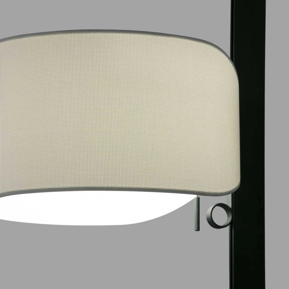 Φωτιστικό Δαπέδου Μαύρο Αλουμίνιο Με Υφασμάτινο Καπέλο Σε Λευκό Χρώμα 1xE27 STAND UP - FARO
