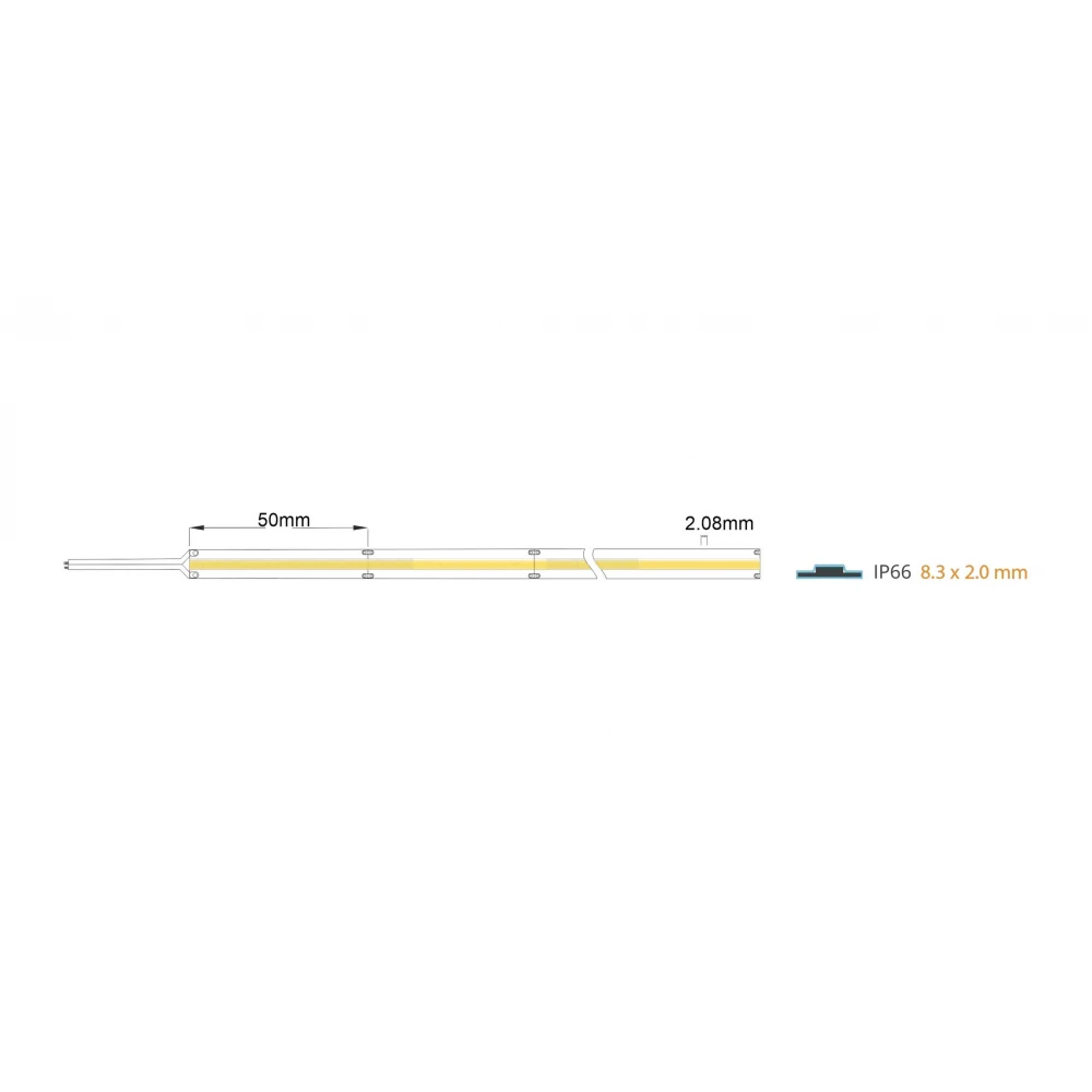 Λωρίδα LED 10W/m 24V 480Chip/m Ra90 90-100lm/W IP66  10 Μέτρα - COB-480-66-WW-24 - Fose