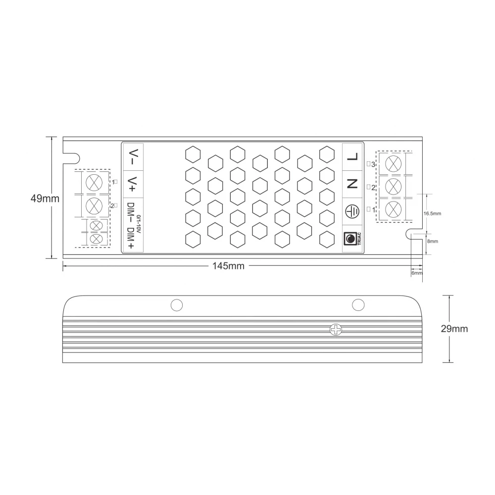 Σταθερή τάση Τροφοδοτικό 24V 60W Ρυθμιζόμενο TRIAC, 0/1-10V - Fose