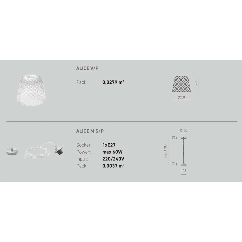 Κρεμαστό Φωτιστικό Πολύφωτο Από Γυαλί Σε Διάφορες Αποχρώσεις - Σε Τρίφωτη Ροζέτα 3xE27 ALICE  - GEA LUCE