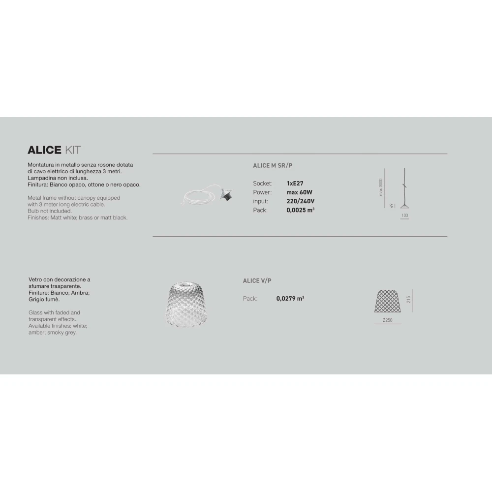 Κρεμαστό Φωτιστικό Πολύφωτο Από Γυαλί Σε Διάφορες Αποχρώσεις - Σε Τρίφωτη Ράγα 3xE27 ALICE  - GEA LUCE