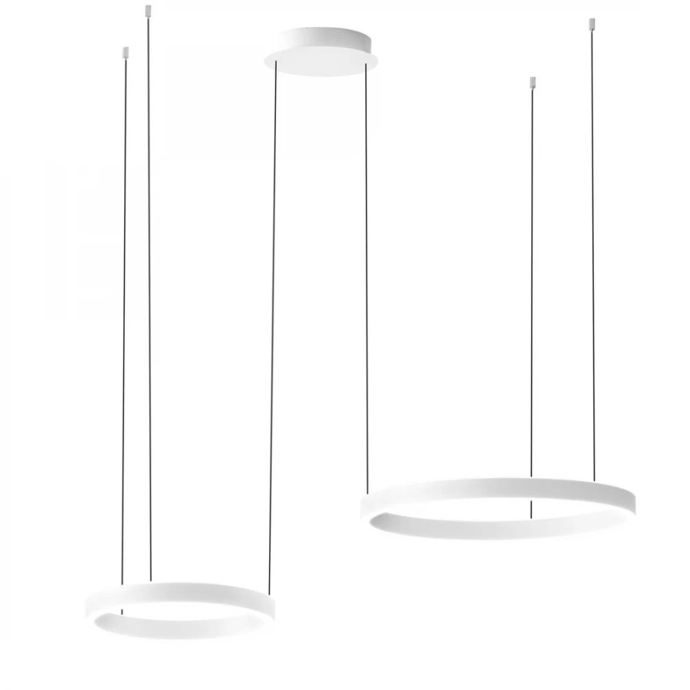 LED Κρεμαστό Φωτιστικό Αλουμινίου Δίφωτο Κυκλικό Λευκό 100W CRISEIDE S/2D - GEA LUCE