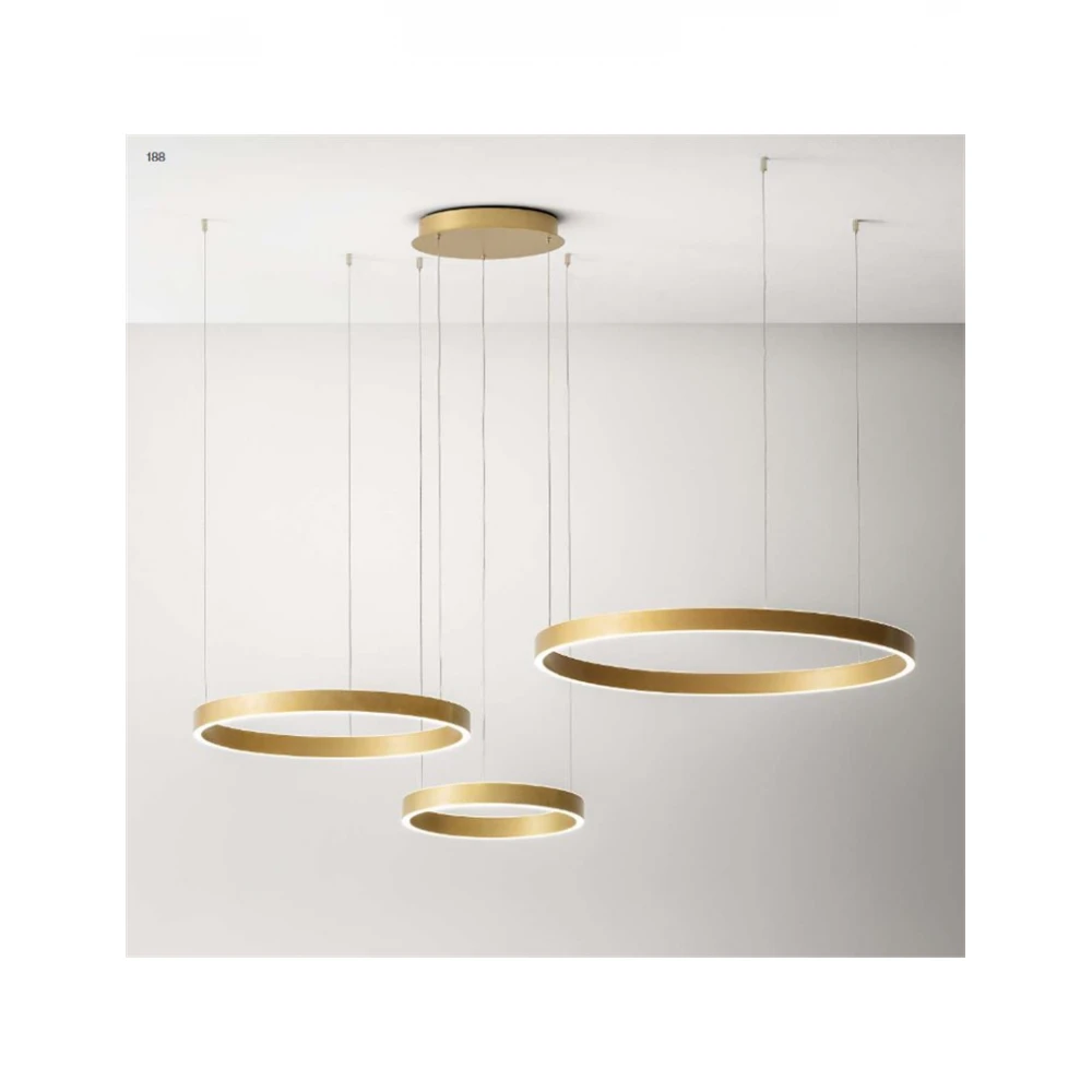 LED Κρεμαστό Φωτιστικό Αλουμινίου Τρίφωτο Κυκλικό Χρυσό 180W CRISEIDE S/3D - GEA LUCE