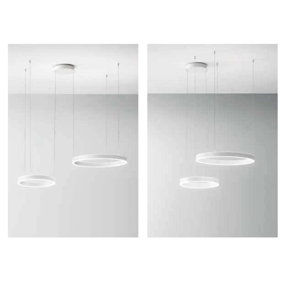 LED Κρεμαστό Φωτιστικό Αλουμινίου Δίφωτο Κυκλικό Λευκό 100W CRISEIDE S/2D - GEA LUCE