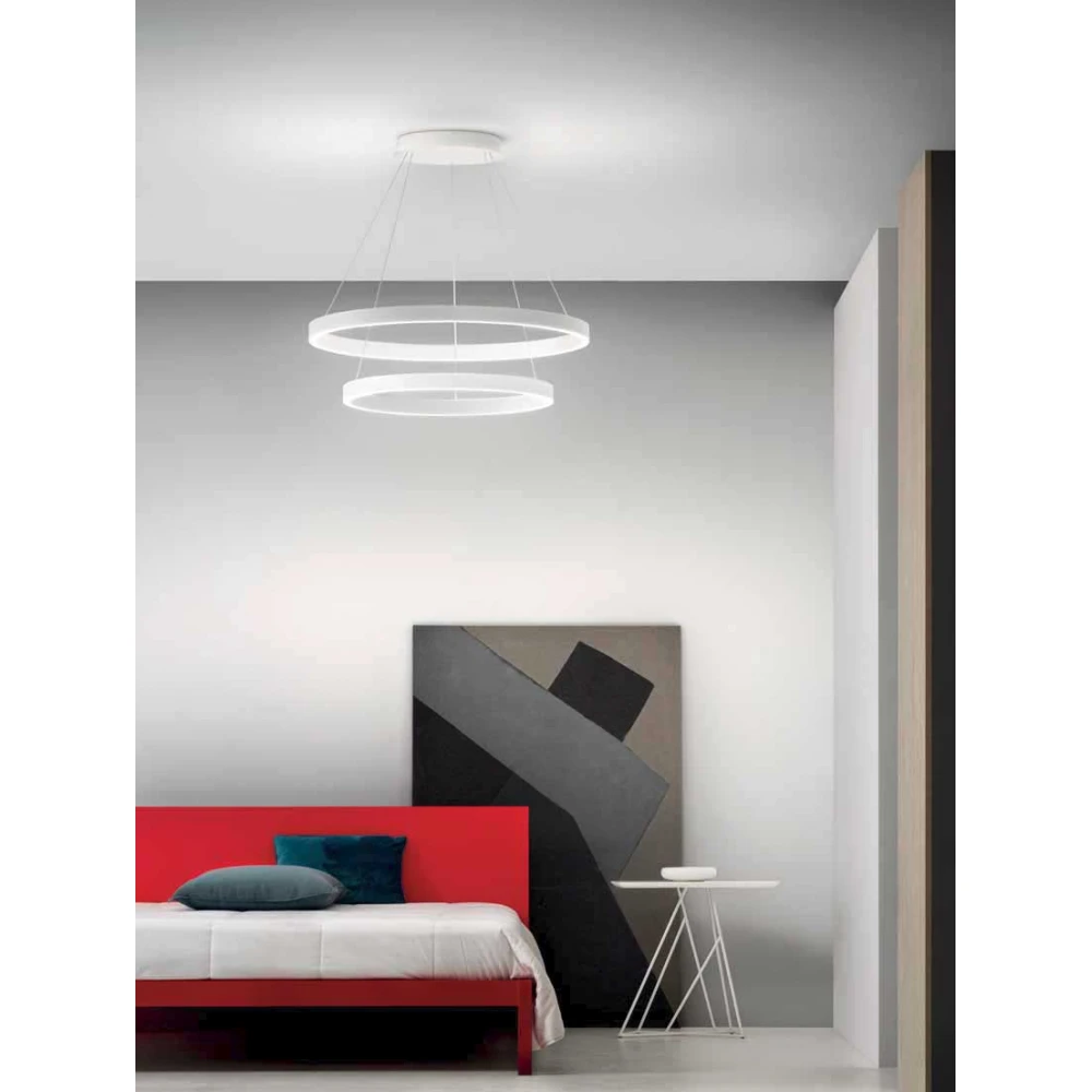 LED Κρεμαστό Φωτιστικό Αλουμινίου Δίφωτο Κυκλικό Λευκό 140W CRISEIDE S/2G - GEA LUCE
