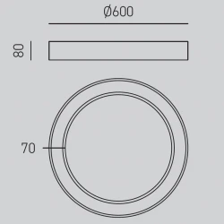 LED Πλαφονιέρα Αλουμινίου Στρογγυλή Μαύρη 60cm 50W FLOR - GEA LUCE