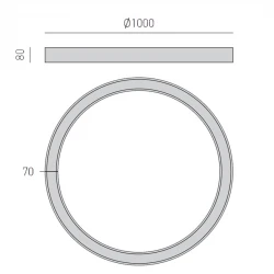 LED Πλαφονιέρα Αλουμινίου Στρογγυλή Μαύρη 100cm 80W FLOR - GEA LUCE