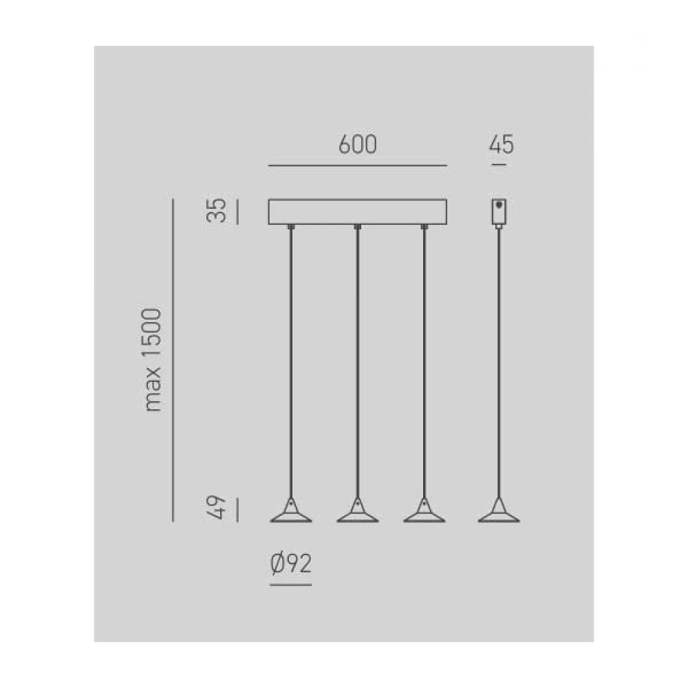 LED Κρεμαστό Φωτιστικό Αλουμινίου Λευκό Ή Μαύρο Τρίφωτο 16,5W HELENA - GEA LUCE