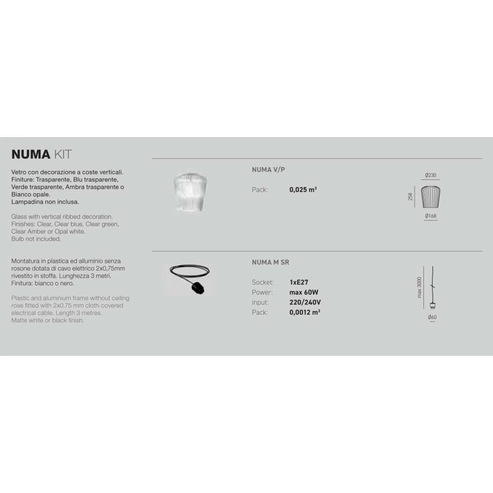 Κρεμαστό Φωτιστικό Πολύφωτο Από Γυαλί Σε Διάφορες Αποχρώσεις - Σε Τρίφωτη Ράγα 3xE27 NUMA - GEA LUCE