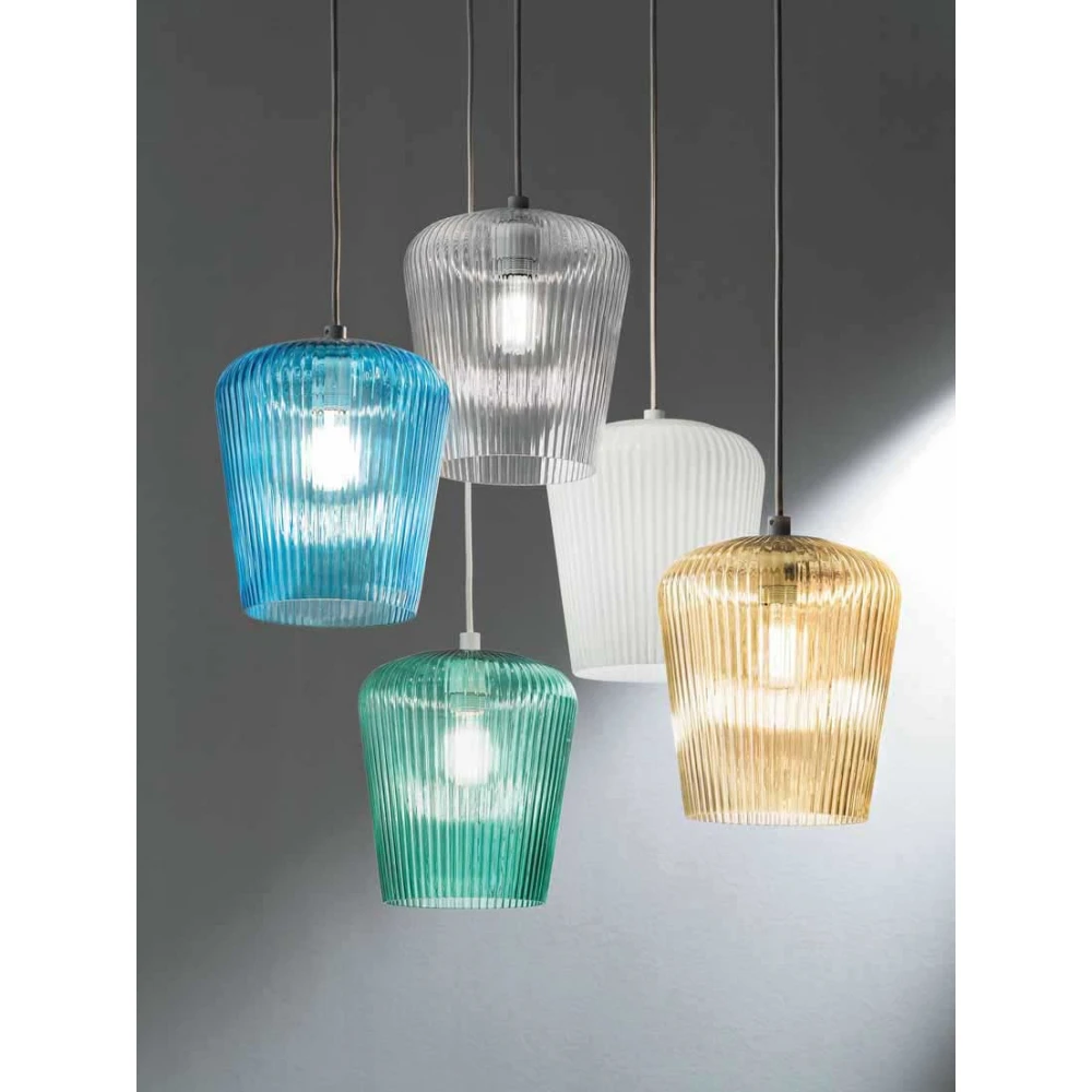 Κρεμαστό Φωτιστικό Πολύφωτο Από Γυαλί Σε Διάφορες Αποχρώσεις - Σε Τρίφωτη Ράγα 3xE27 NUMA - GEA LUCE