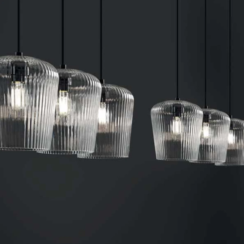 Κρεμαστό Φωτιστικό Πολύφωτο Από Γυαλί Σε Διάφορες Αποχρώσεις - Σε Τρίφωτη Ράγα 3xE27 NUMA - GEA LUCE