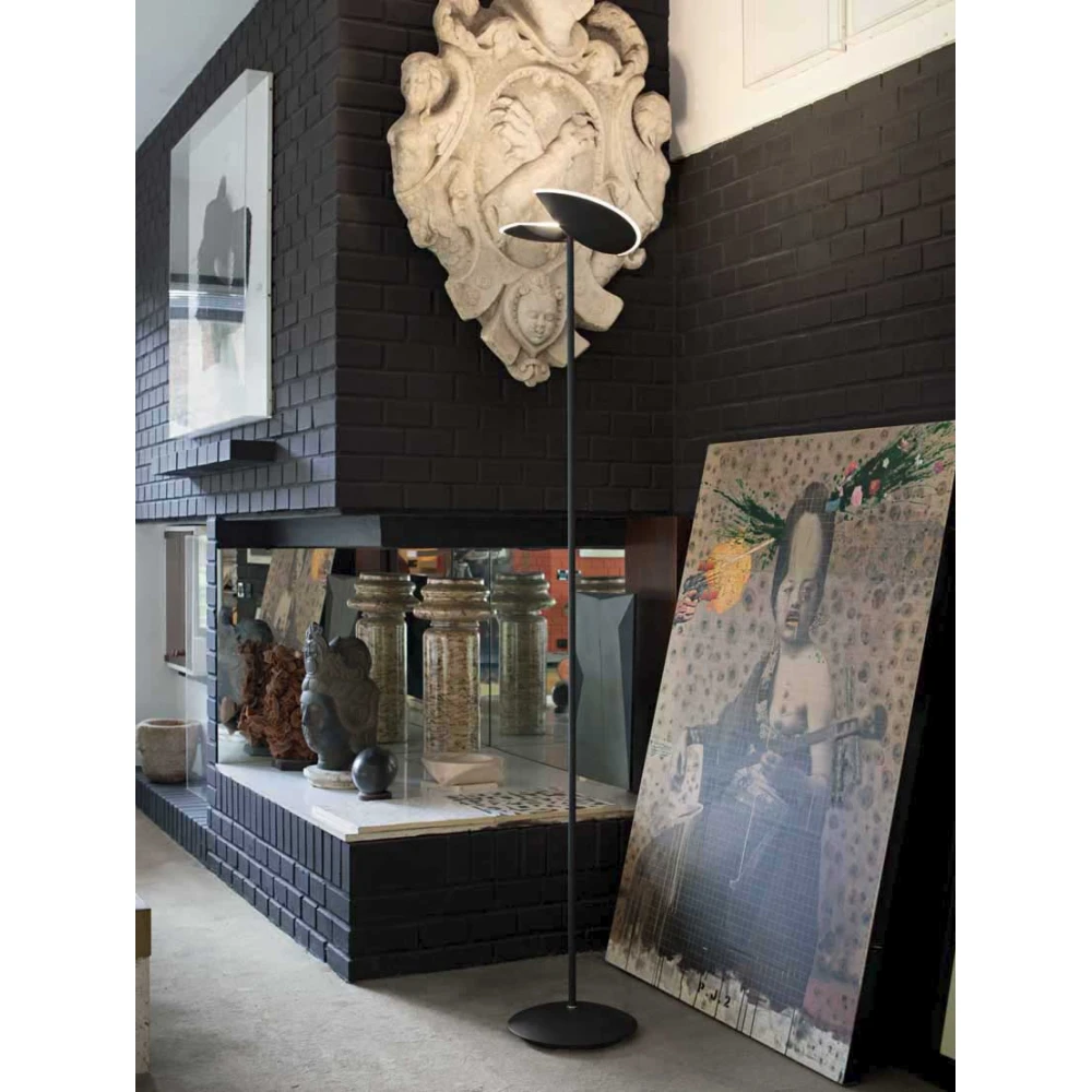 LED Φωτιστικό Δαπέδου Αλουμινίου Με Ρυθμιζόμενο Κεφάλι Μαύρο Ματ 28W Dimmable PING-PONG - GEA LUCE