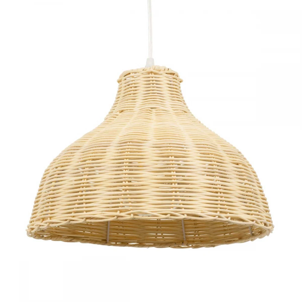 MAYOTTE Vintage Κρεμαστό Φωτιστικό Οροφής Μονόφωτο Μπεζ Ξύλινο Bamboo Φ35 x Y27cm