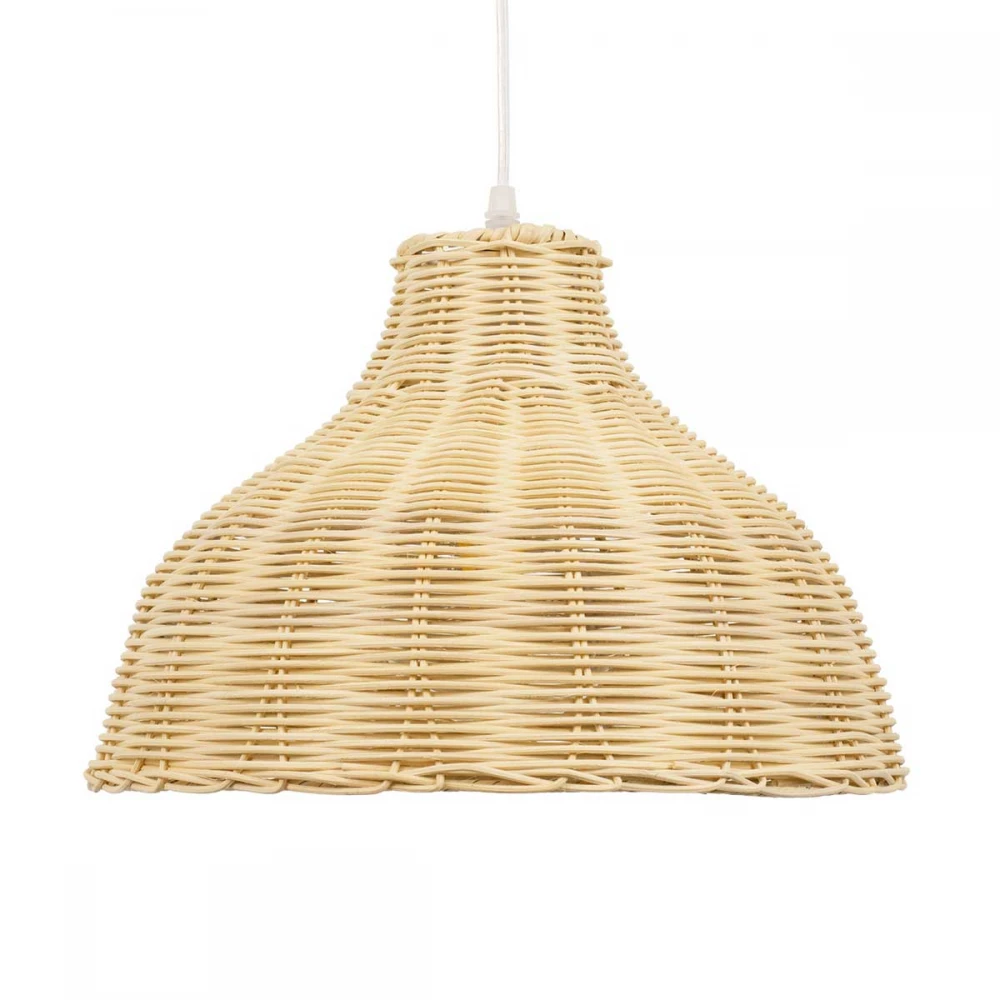 MAYOTTE Vintage Κρεμαστό Φωτιστικό Οροφής Μονόφωτο Μπεζ Ξύλινο Bamboo Φ35 x Y27cm