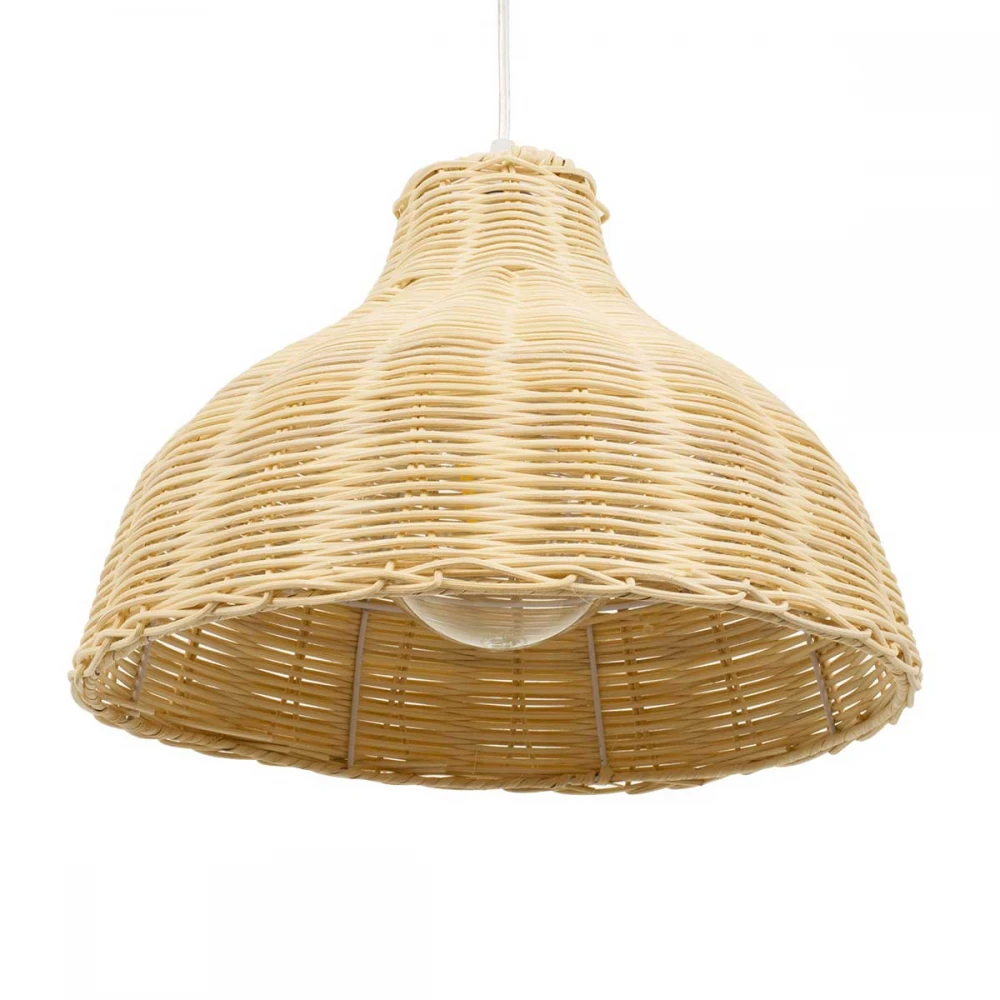 MAYOTTE Vintage Κρεμαστό Φωτιστικό Οροφής Μονόφωτο Μπεζ Ξύλινο Bamboo Φ35 x Y27cm