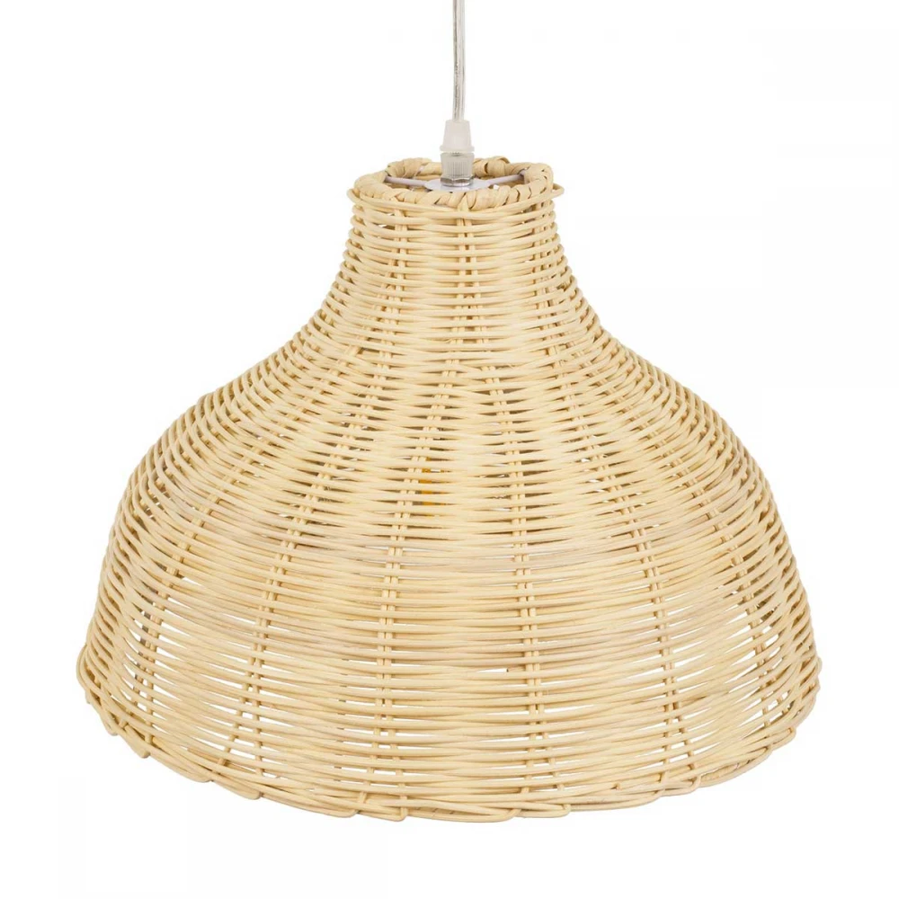 MAYOTTE Vintage Κρεμαστό Φωτιστικό Οροφής Μονόφωτο Μπεζ Ξύλινο Bamboo Φ35 x Y27cm