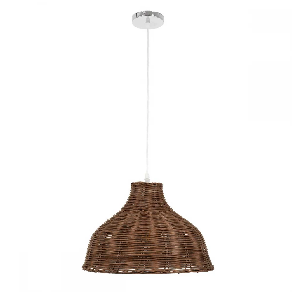 MAYOTTE Vintage Κρεμαστό Φωτιστικό Οροφής Μονόφωτο Καφέ Ξύλινο Bamboo Φ35 x Y27cm