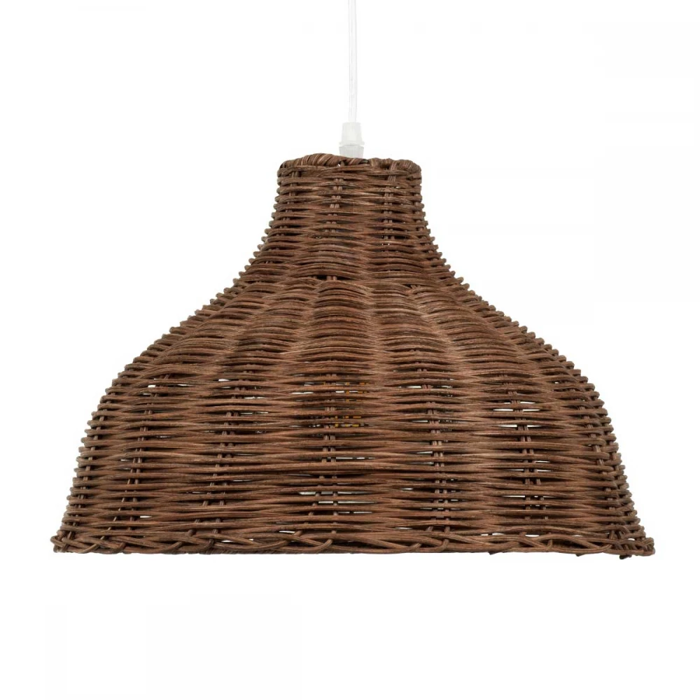 MAYOTTE Vintage Κρεμαστό Φωτιστικό Οροφής Μονόφωτο Καφέ Ξύλινο Bamboo Φ35 x Y27cm