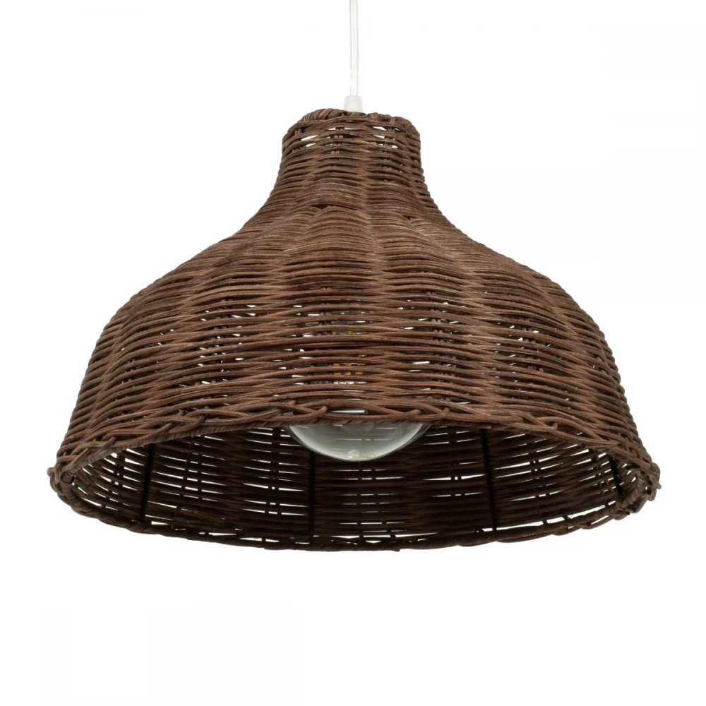 MAYOTTE Vintage Κρεμαστό Φωτιστικό Οροφής Μονόφωτο Καφέ Ξύλινο Bamboo Φ35 x Y27cm