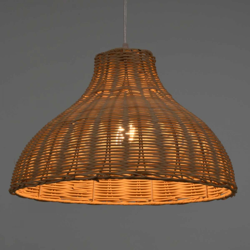 MAYOTTE Vintage Κρεμαστό Φωτιστικό Οροφής Μονόφωτο Μπεζ Ξύλινο Bamboo Φ40 x Y28cm