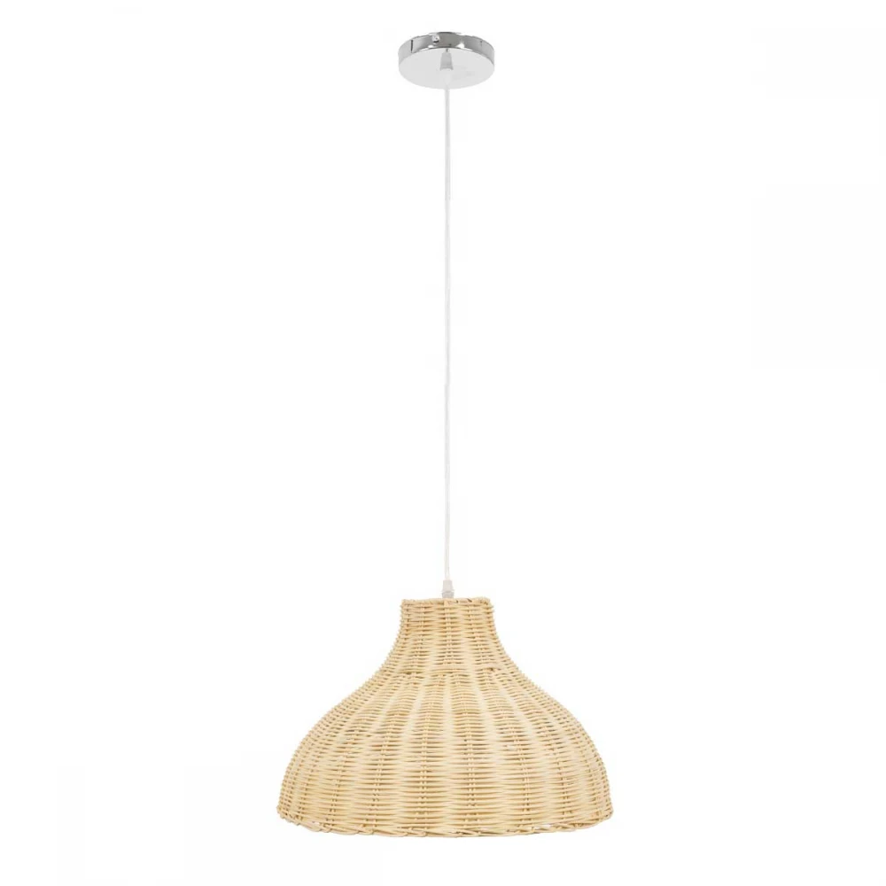 MAYOTTE Vintage Κρεμαστό Φωτιστικό Οροφής Μονόφωτο Μπεζ Ξύλινο Bamboo Φ40 x Y28cm