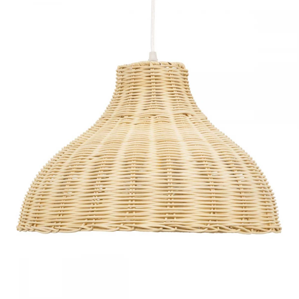 MAYOTTE Vintage Κρεμαστό Φωτιστικό Οροφής Μονόφωτο Μπεζ Ξύλινο Bamboo Φ40 x Y28cm