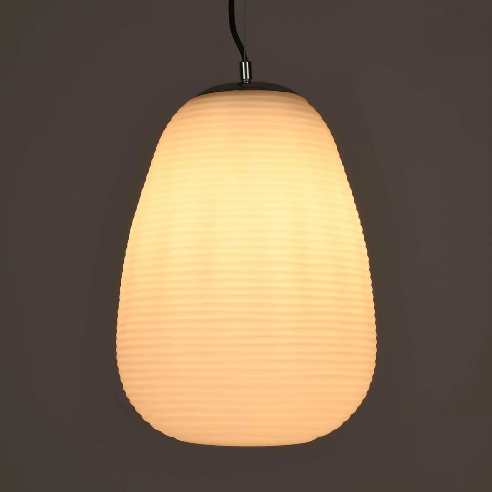 Μοντέρνο Κρεμαστό Φωτιστικό Οροφής Μονόφωτο Λευκό Γυάλινο Φ24 x Υ35cm FREYA