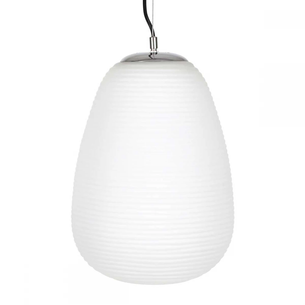 Μοντέρνο Κρεμαστό Φωτιστικό Οροφής Μονόφωτο Λευκό Γυάλινο Φ24 x Υ35cm FREYA