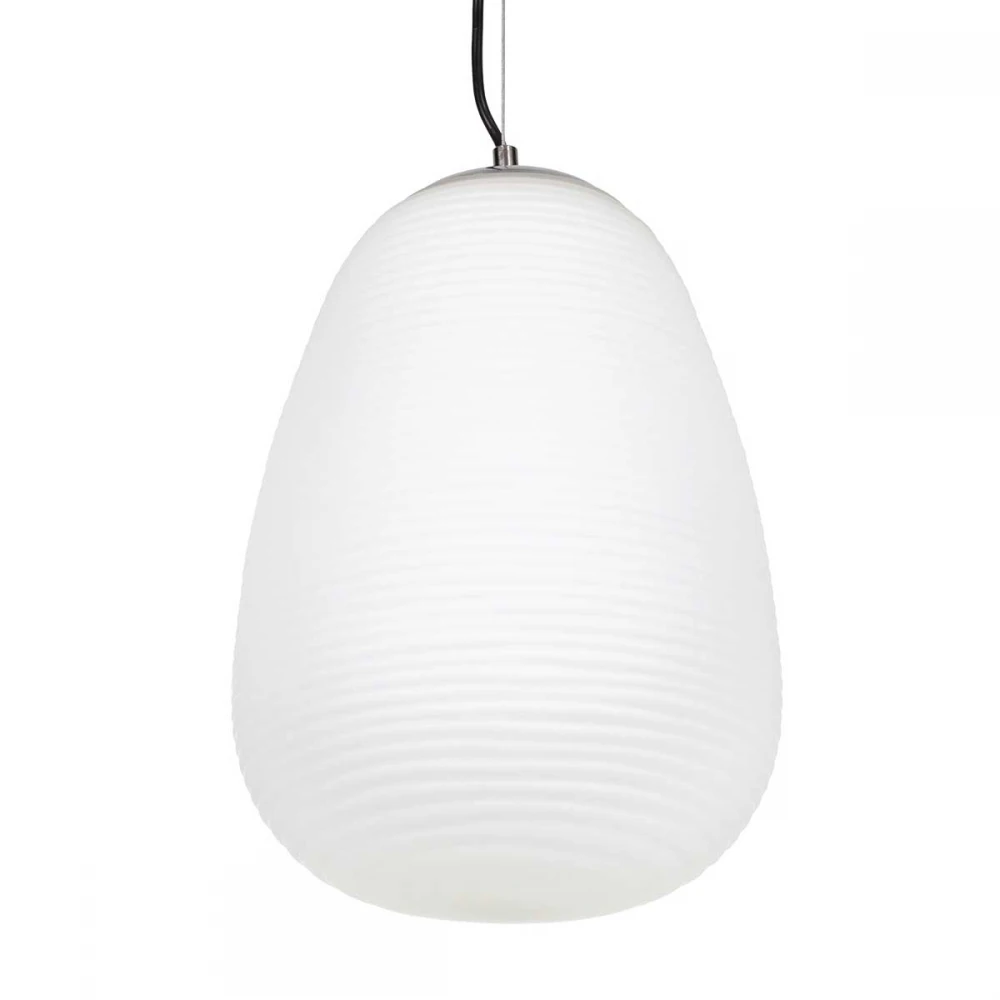 Μοντέρνο Κρεμαστό Φωτιστικό Οροφής Μονόφωτο Λευκό Γυάλινο Φ24 x Υ35cm FREYA