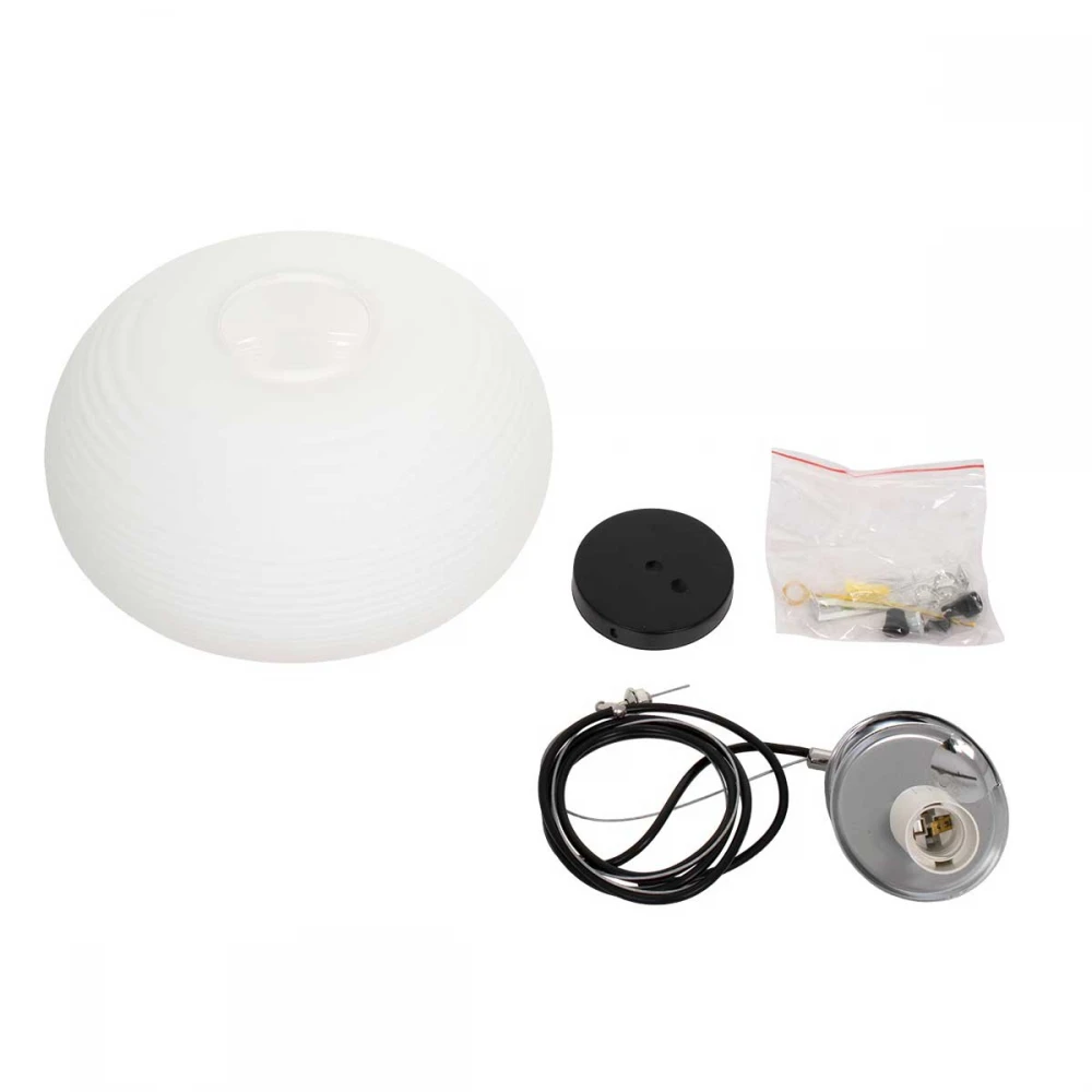 Μοντέρνο Κρεμαστό Φωτιστικό Οροφής Μονόφωτο Λευκό Γυάλινο Φ34 x Υ23cm FREYA