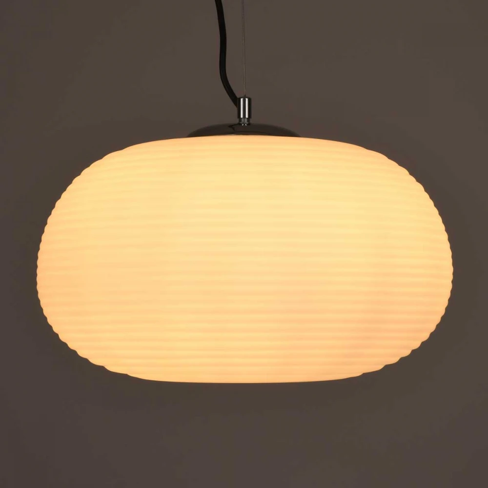 Μοντέρνο Κρεμαστό Φωτιστικό Οροφής Μονόφωτο Λευκό Γυάλινο Φ34 x Υ23cm FREYA