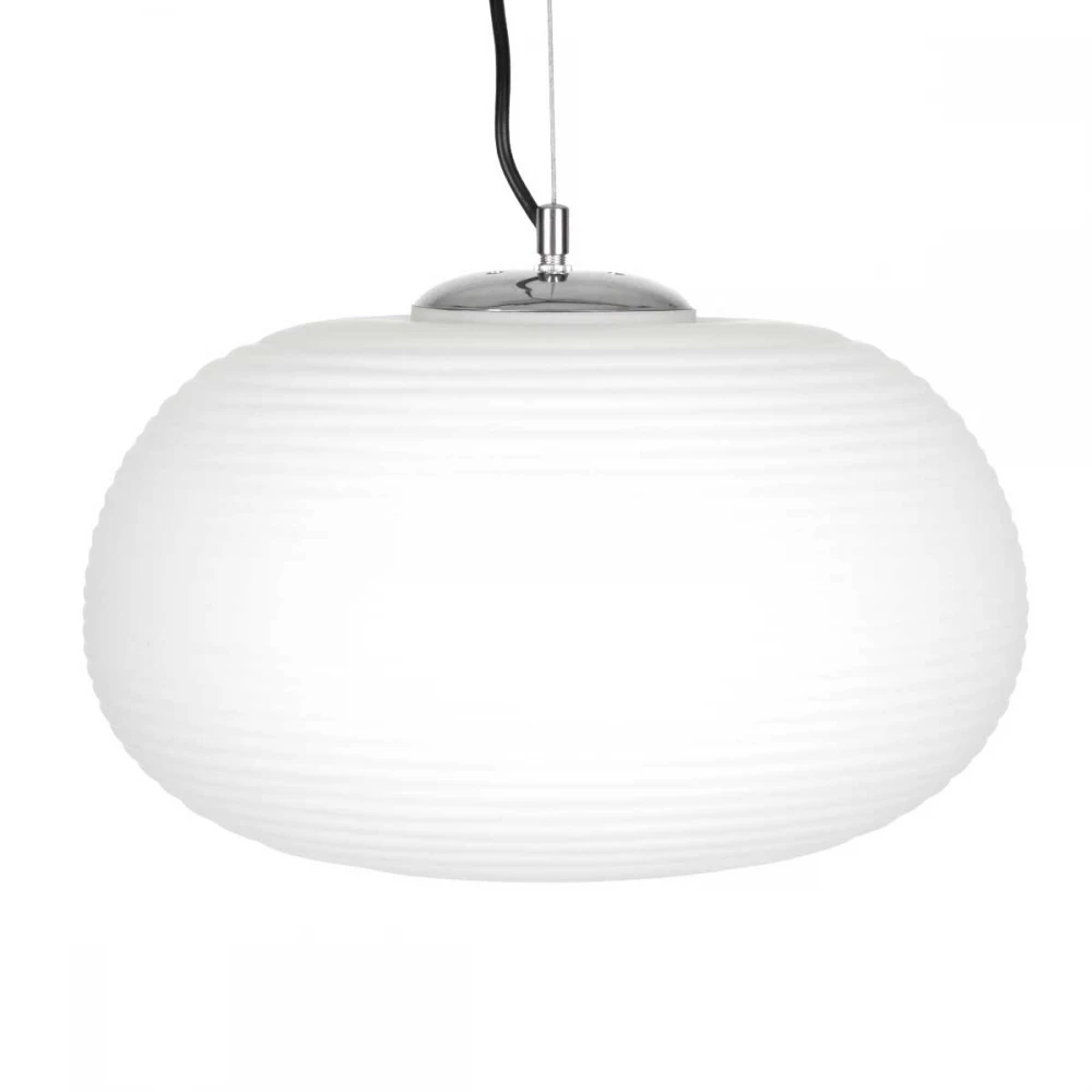 Μοντέρνο Κρεμαστό Φωτιστικό Οροφής Μονόφωτο Λευκό Γυάλινο Φ34 x Υ23cm FREYA