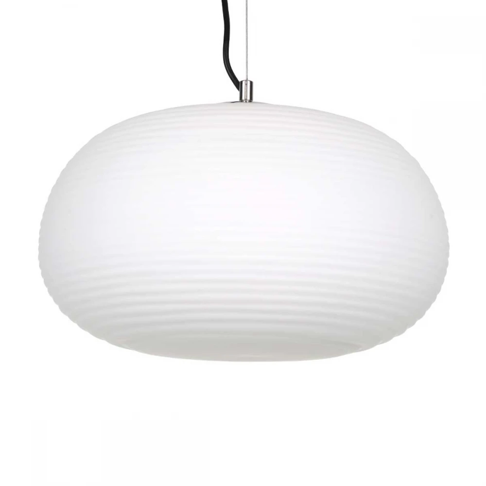 Μοντέρνο Κρεμαστό Φωτιστικό Οροφής Μονόφωτο Λευκό Γυάλινο Φ34 x Υ23cm FREYA