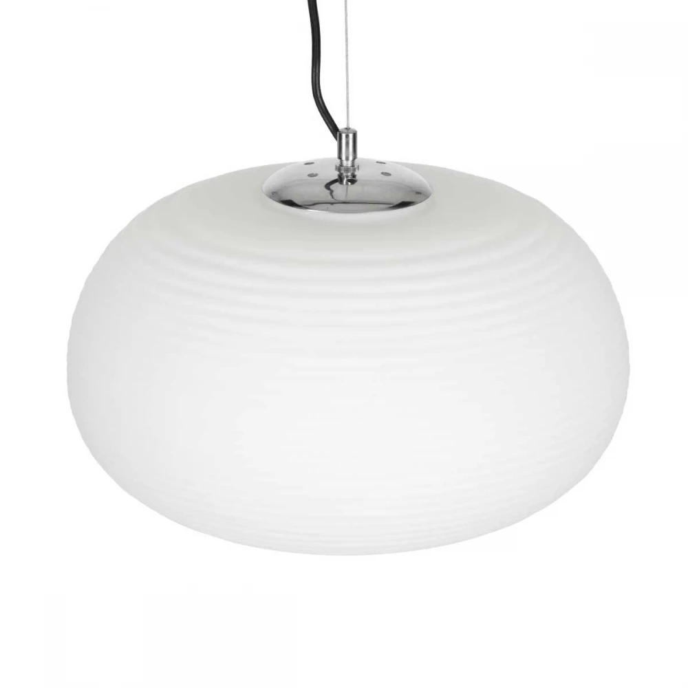 Μοντέρνο Κρεμαστό Φωτιστικό Οροφής Μονόφωτο Λευκό Γυάλινο Φ34 x Υ23cm FREYA