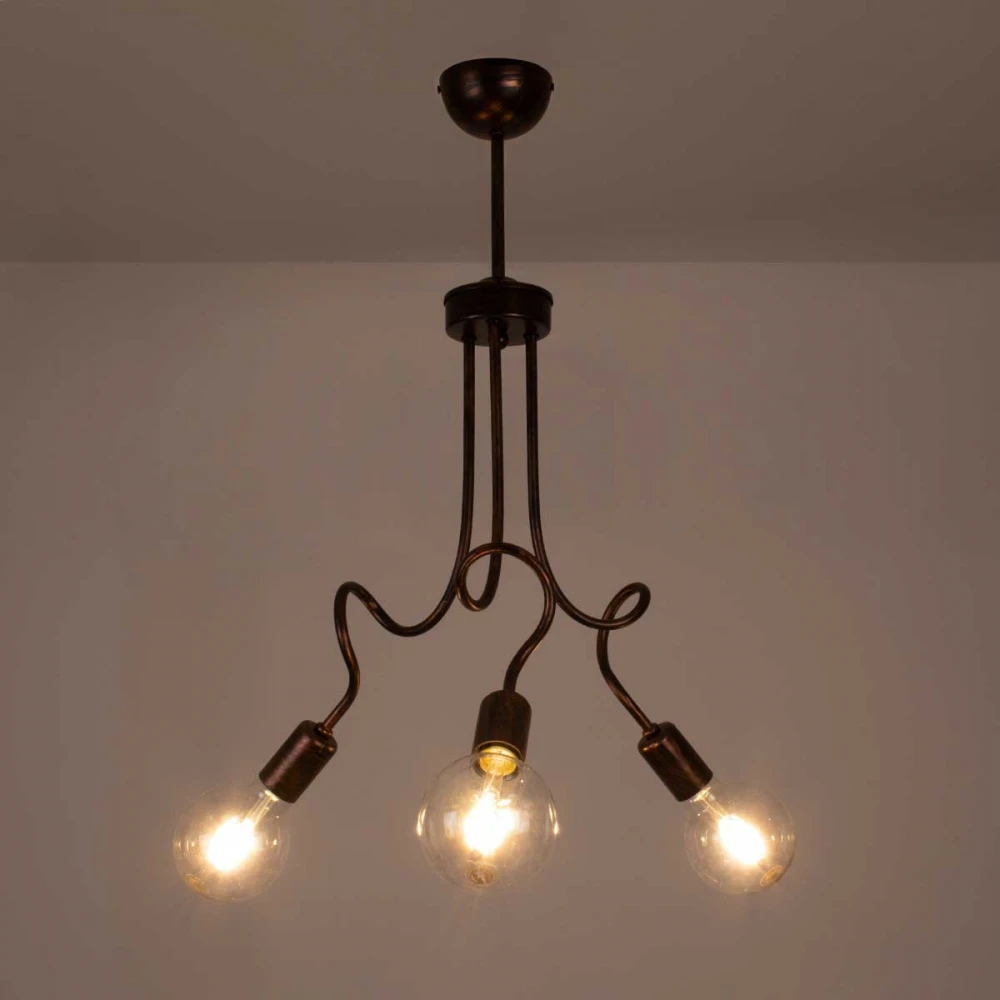 Μοντέρνο Φωτιστικό Οροφής Τρίφωτο Χάλκινο Μεταλλικό Πλέγμα Φ42 x Y60cm ASPECT