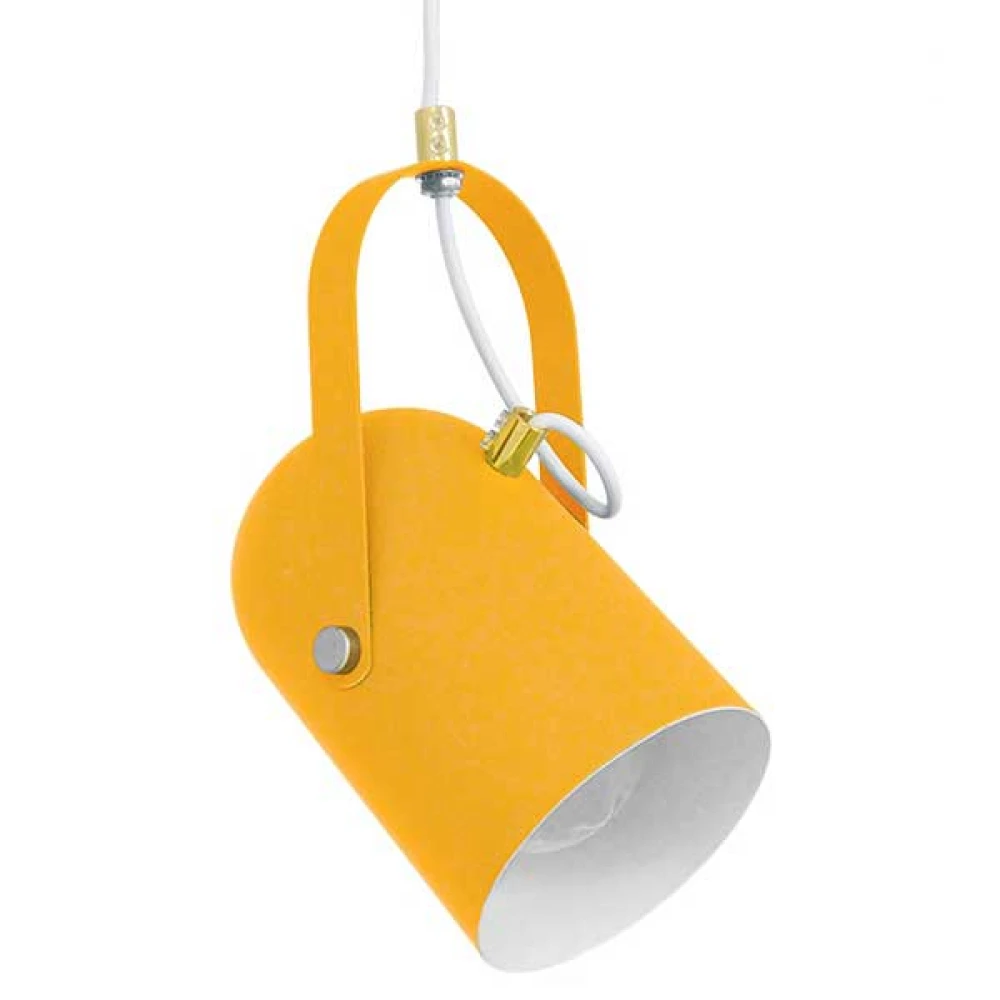 Μοντέρνο Κρεμαστό Φωτιστικό Οροφής Μονόφωτο 1 x E27 Κίτρινο Ματ με Χρυσές Λεπτομέρειες Μεταλλικό Φ12 x Υ27cm