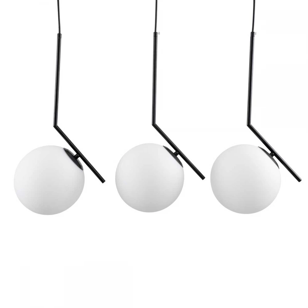 Μοντέρνο Κρεμαστό Φωτιστικό Οροφής Τρίφωτο 3 x E27 Μαύρο - Λευκό Μεταλλικό Μπάλα Μ74 x Π25 x Υ50cm