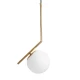 Μοντέρνο Κρεμαστό Φωτιστικό Οροφής Μονόφωτο 1 x E27 Χρυσό - Λευκό Μεταλλικό Μπάλα Φ15 x Υ49cm