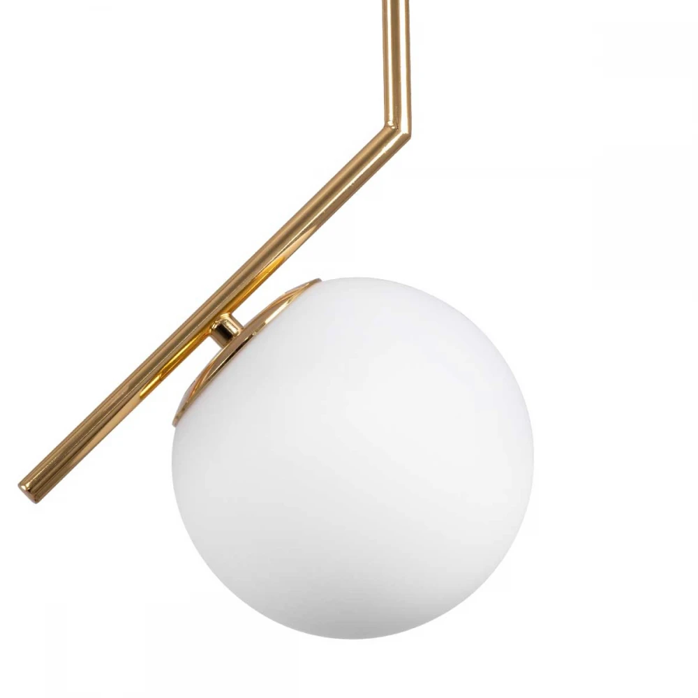 Μοντέρνο Κρεμαστό Φωτιστικό Οροφής Μονόφωτο 1 x E27 Χρυσό - Λευκό Μεταλλικό Μπάλα Φ15 x Υ49cm